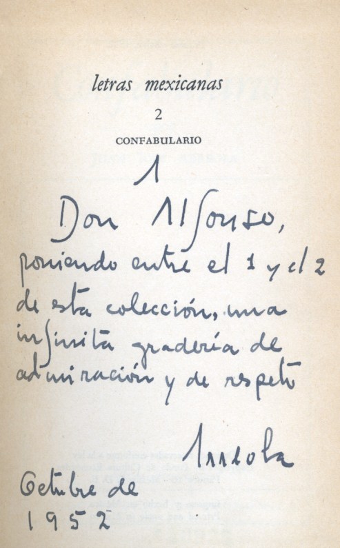 Dedicatoria de J. J. Arreola